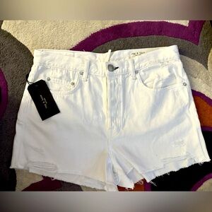 Rag & Bone Distressed Maya High Rise White Shorts NWT
